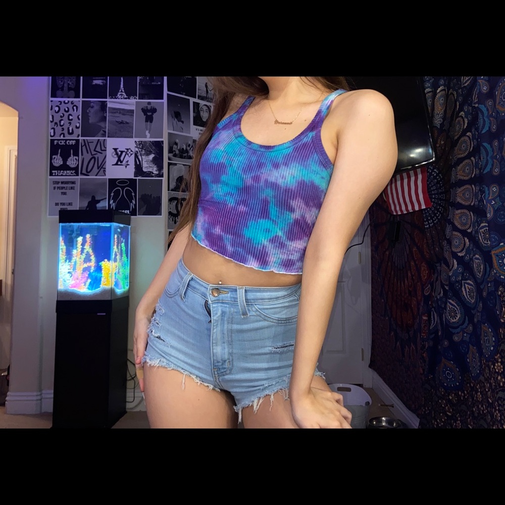 Cute casual tye dye cropped tink top